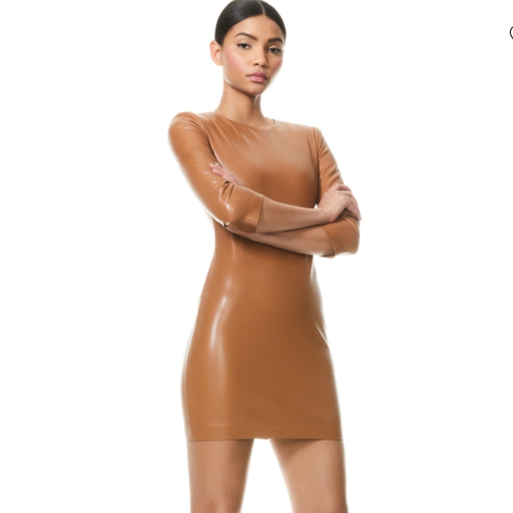 Alice+Olivia  VEGAN LEATHER MINI DRESS
